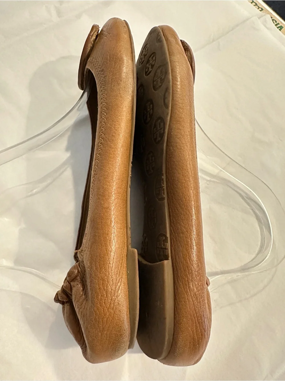 Tory Burch Brown Leather Logo Ballet Flats